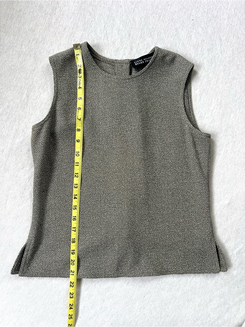 Classic Brown Textured Wool Blend Sleeveless Top Sophisticated Minimalist - Picture 8 of 10